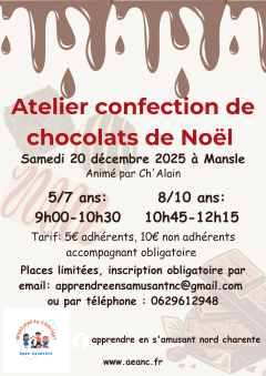 logo Atelier fabrication chocolats de Noël - 8/10 ans